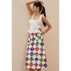 TINY Women's Patchwork Midi Skirt Size M In Novelty